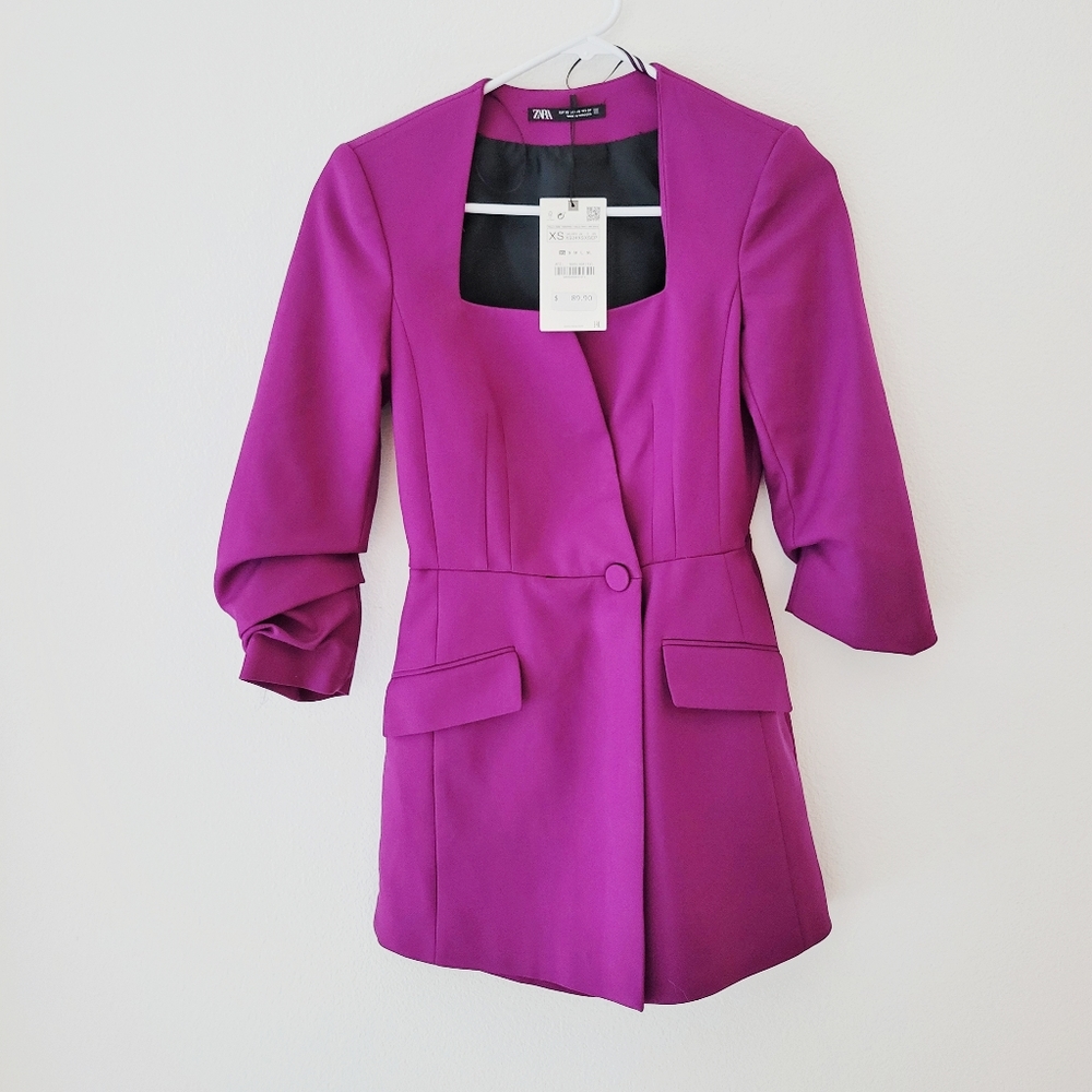 Zara purple blazer jumpsuit